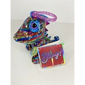 Stuffed Animal Keychain Rainbow Dragon Sequins 4” Backpack Zipper Pull NWT